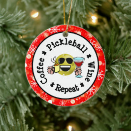 Kaffe, pickleball, Vin, upprepa pickleball Addict Julgransprydnad Keramik