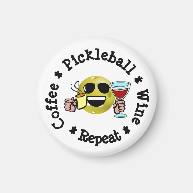 Kaffe, pickleball, Vin, upprepa pickleball Addict Magnet (Framsidan)