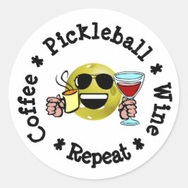 Kaffe, pickleball, Vin, upprepa pickleball Addict Runt Klistermärke