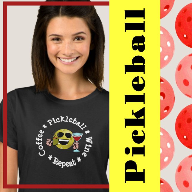 Kaffe, pickleboll, Vin, repetera T Shirt (coffee pickleball wine repeat. funny pickleball tshirt
)