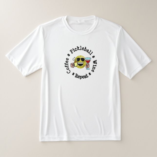 Kaffe, pickleboll, Vin, repetera T Shirt (Laydown)