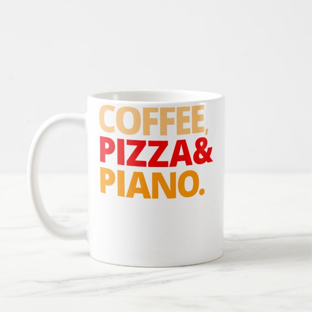 Kaffe Pizza Och Piano Kaffemugg (Vänster)