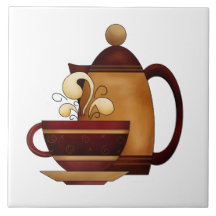 Kaffe Pot & Kopp Cute Ceramic Kitchen Tile