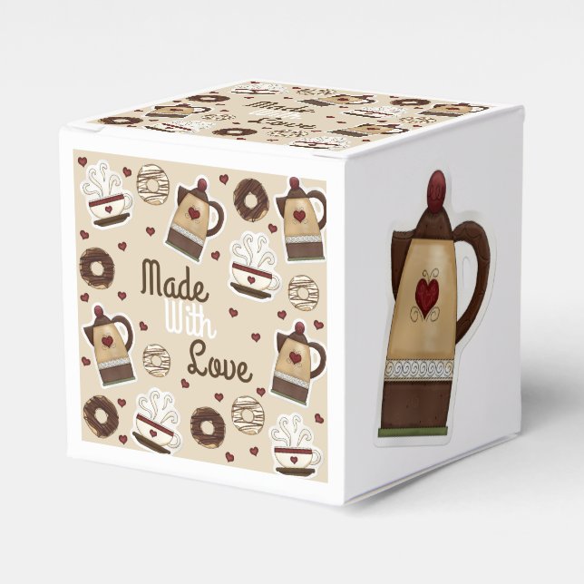 Kaffe Pot och Kopp Homemade Cake Presentaskar (Framsidan Sidan)