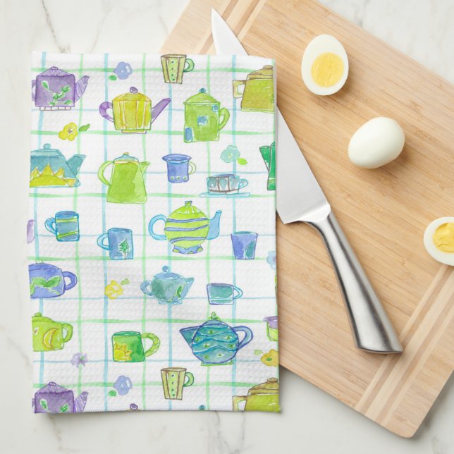 Kaffe Pot Tekannas Flowers Kökshandduk (Vikt i Fjärdedel)