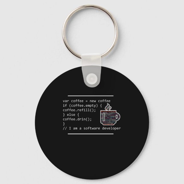 Kaffe Programming Programmer Coder Developer Gift Nyckelring (Framsida)
