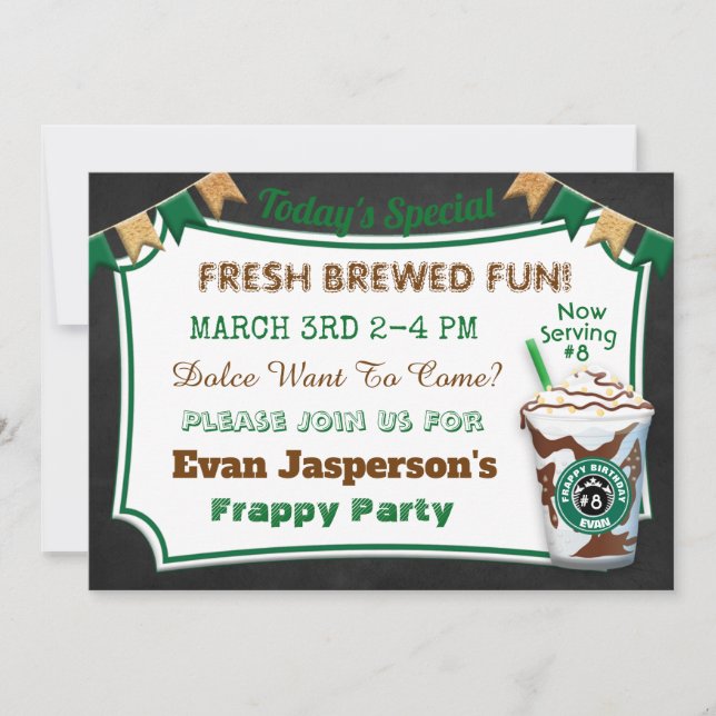 Kaffe Pub Latte Birthday-firandet Inbjudan (Framsida)