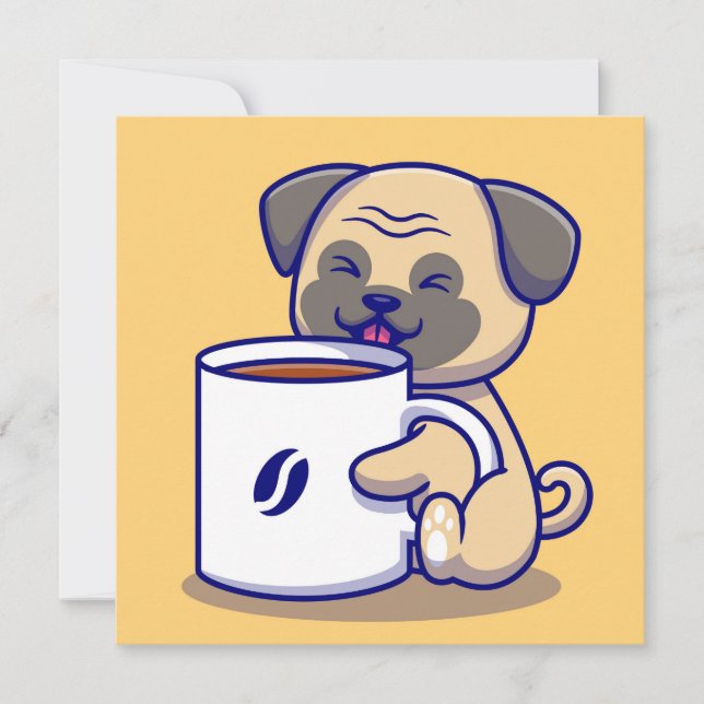 Kaffe Pug Julkort (Framsida)