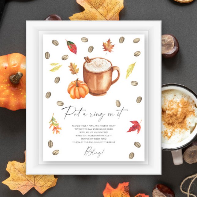 Kaffe Pumpa Bröllopsdusch Sätt en ring på det spel Poster (Skapare uppladdad)