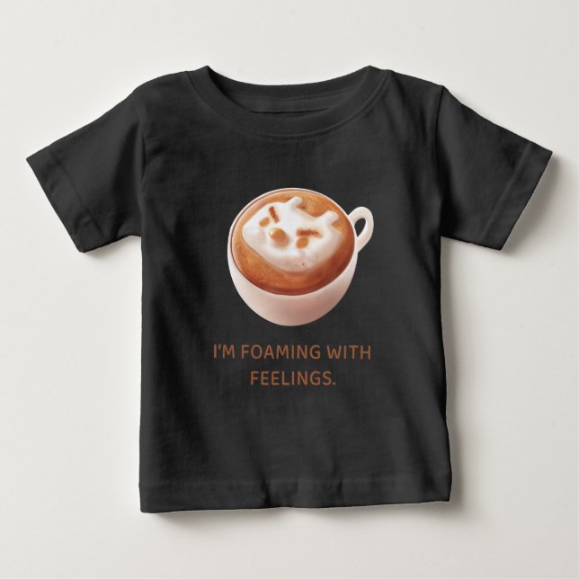 Kaffe Pun: Iron T Skummar Med Känslor Konst Shirt (Framsida)