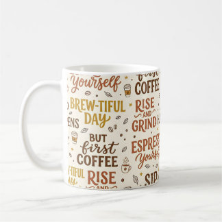 Kaffe Puns Typografi Mönster Kaffemugg