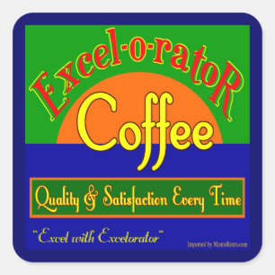 Kaffe Retro Låda Art Sticker för excelorator Fyrkantigt Klistermärke
