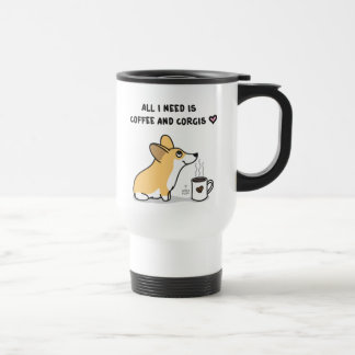 Kaffe & röd Corgistravel mug - & vit Resemugg