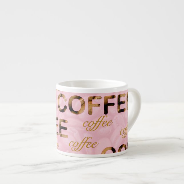 Kaffe rosa guld espressomugg (Framsida höger)