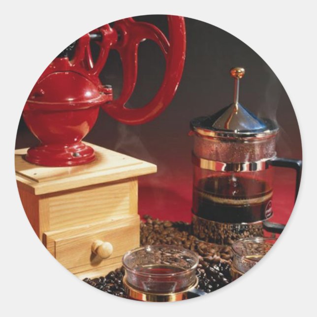 Kaffe Runt Klistermärke (Framsida)