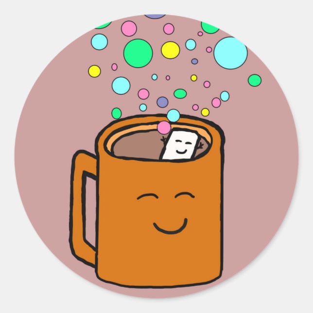 kaffe runt klistermärke (Framsida)