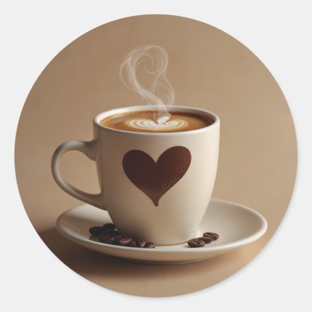 kaffe runt klistermärke (Framsida)