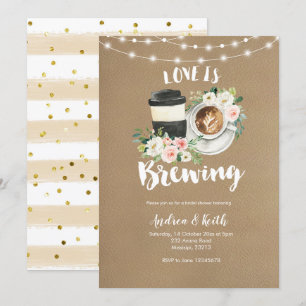 Kaffe Rustic Kraft Kärlek brinner Möhippa Inbjudningar