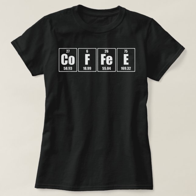 Kaffe Science Inslag - Periodiska Borden Kaffe T Shirt (Design framsida)