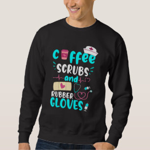 Kaffe Scrubs Rubber Handskar Rn Registered Nurse Lång Ärmad Tröja