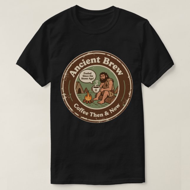 Kaffe, sedan och nu Superskojet Paleo-morgonbrygga T Shirt (Design framsida)