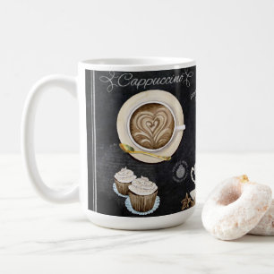 Kaffe Shop Chalkboard Typografi Cappuccino Heart Kaffemugg