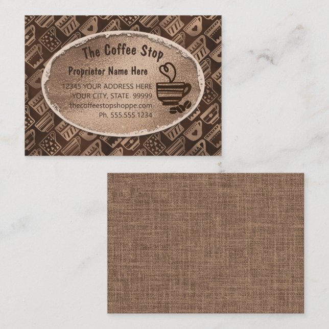 Kaffe Shop latte Mugg Art Beans Chocolate Brown  Visitkort (Fram/baksida)