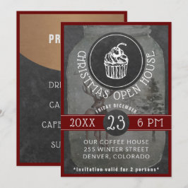 Kaffe Shop Logotyp jul - öppna hus | Kalktavla Inbjudningar