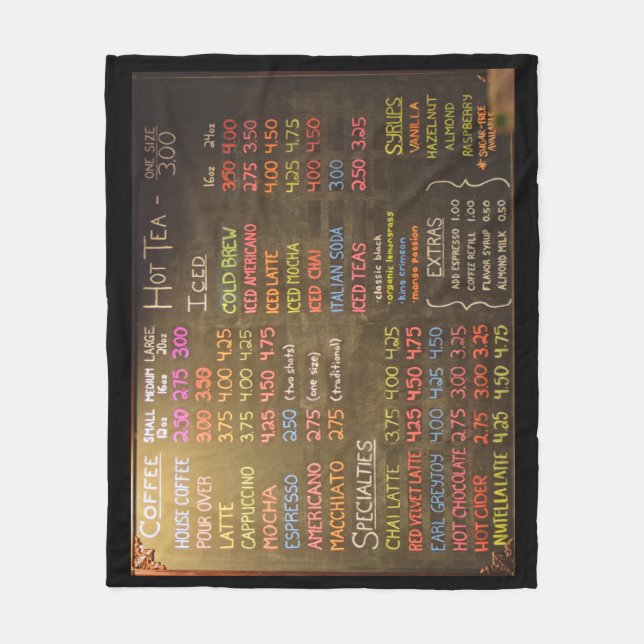 Kaffe Shop Menu Board - Fleece Blanket (Framsidan)