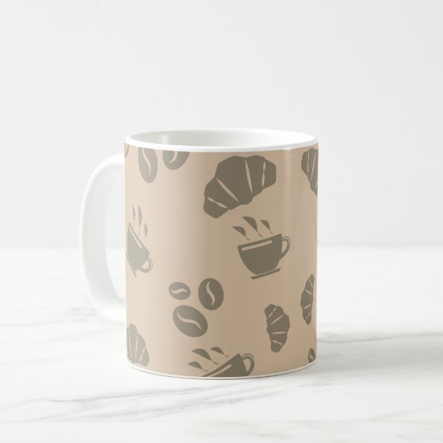 Kaffe Shop Stil Mönster Kaffemugg (Framsida vänster)