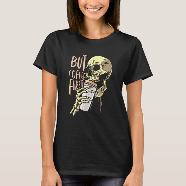 Kaffe Skalle Kaffeberoende T Shirt (Framsida)
