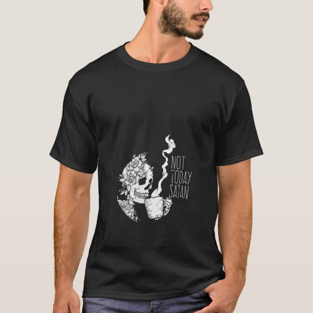 Kaffe Skeleton, ännu inte Satan V T Shirt (Framsida)