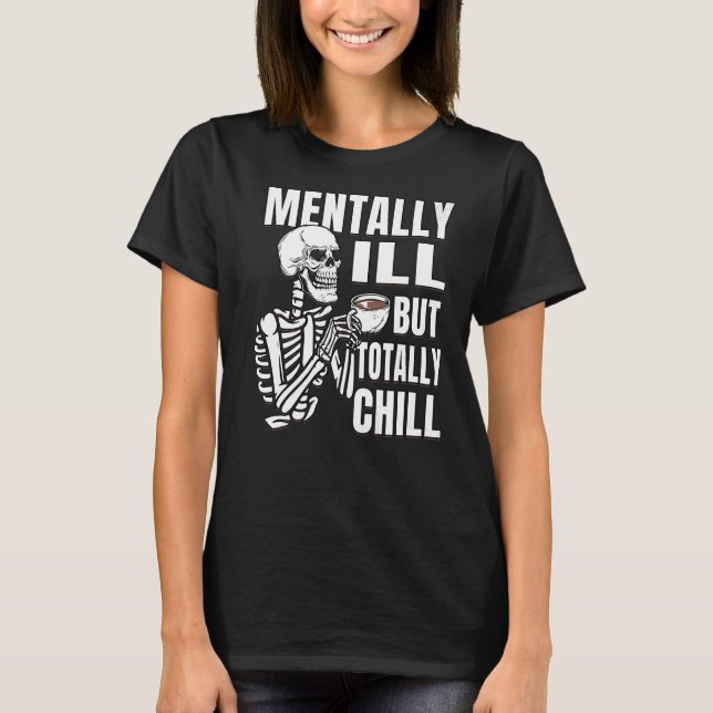 Kaffe Skeleton är i underläge men helt färdigt T Shirt (Framsida)