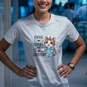 Kaffe, skorpor och cattityder - Cute Nurse Cat T Shirt