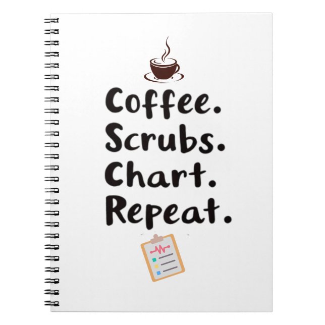 Kaffe Skrubbar Diagram Upprepa Citat Anteckningsbok (Framsidan)