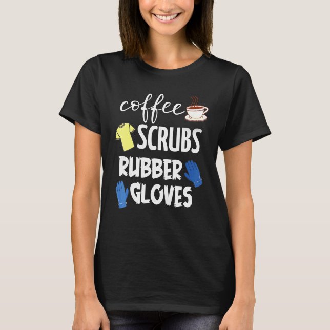 Kaffe Skrubbar Gummihandskar T Shirt (Framsida)