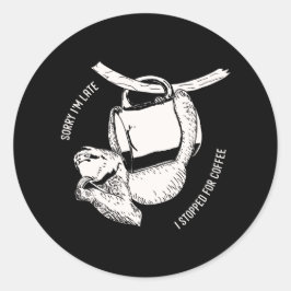 Kaffe Sloth (vit) Runt Klistermärke