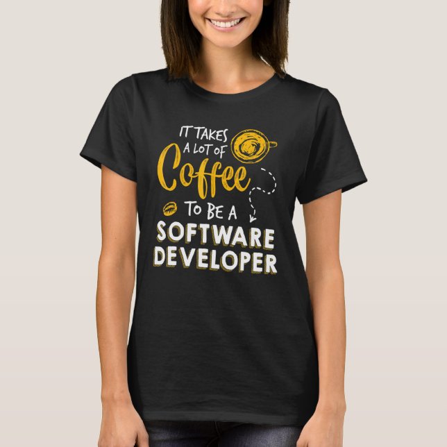 Kaffe-Software Developer Programming Coding T Shirt (Framsida)