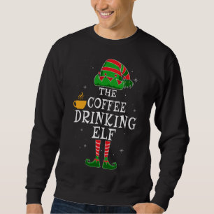 Kaffe som dricker Elf Matching Familjens julklapp Lång Ärmad Tröja