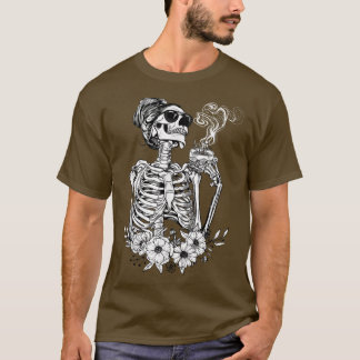 Kaffe som dricker Skeleton Lazy DIY Halloween Cost T Shirt