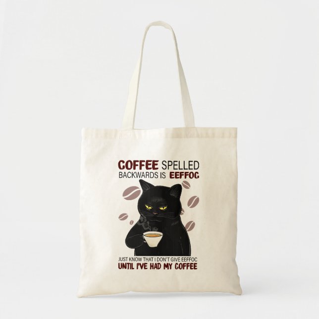 Kaffe som har stavats bakåt är Eeffoc som just vet Tygkasse (Framsidan)