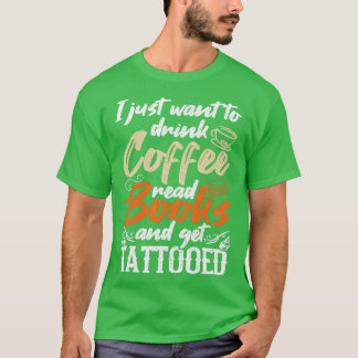 Kaffe som läser Bok Tattoo T Shirt