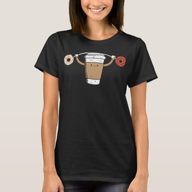 Kaffe som lyfter donuts Funny Snatch Squat Barb T Shirt (Framsida)