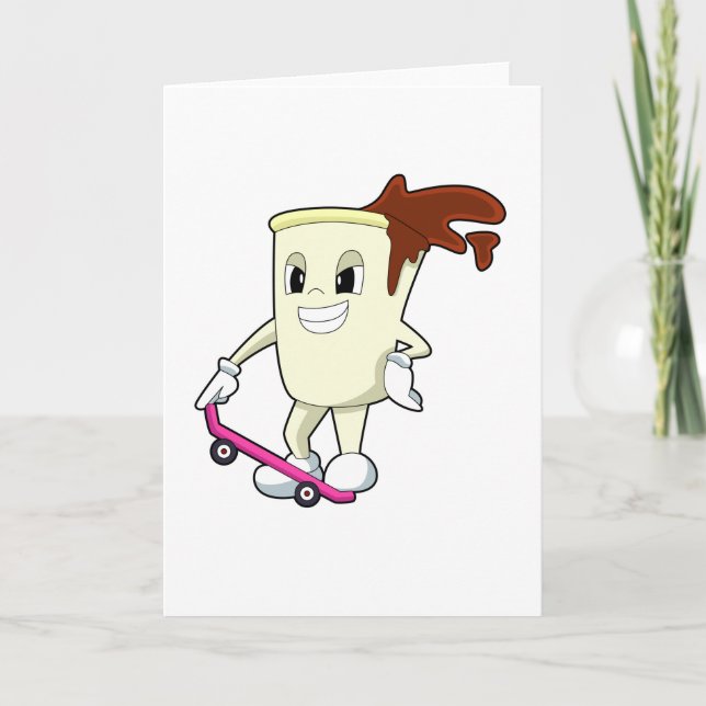 Kaffe som skateboardåkare med skateboard kort (Framsida)