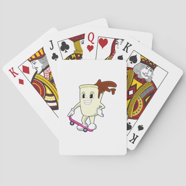 Kaffe som Skater med Skateboard Casinokort (Baksidan)