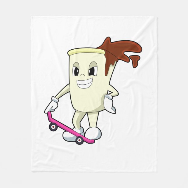 Kaffe som Skater med Skateboard Fleecefilt (Framsidan)