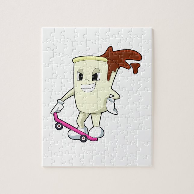 Kaffe som Skater med Skateboard Pussel (Vertikal)