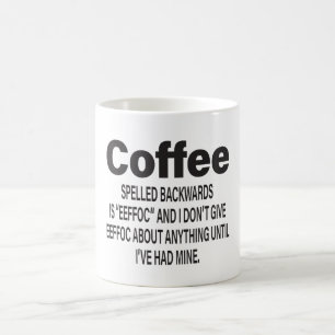 Kaffe som stavas bakåt är EEFFOC Kaffemugg