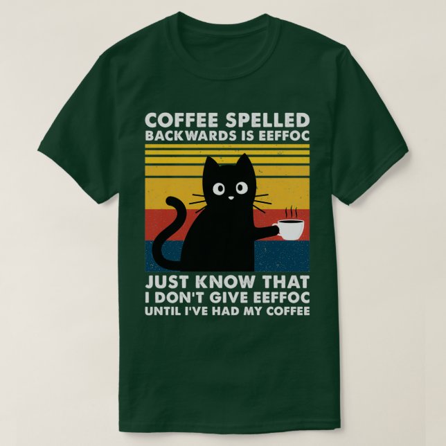 Kaffe som stavas bakåt är Eeffoc - lustigt svart C T Shirt (Design framsida)