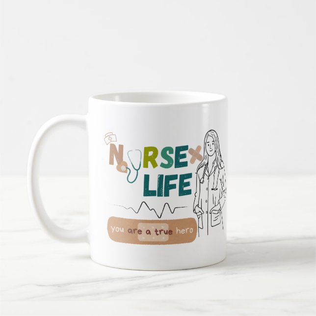 "Kaffe, sönderdelning och räddande av liv - sjukfö Kaffemugg (Vänster)